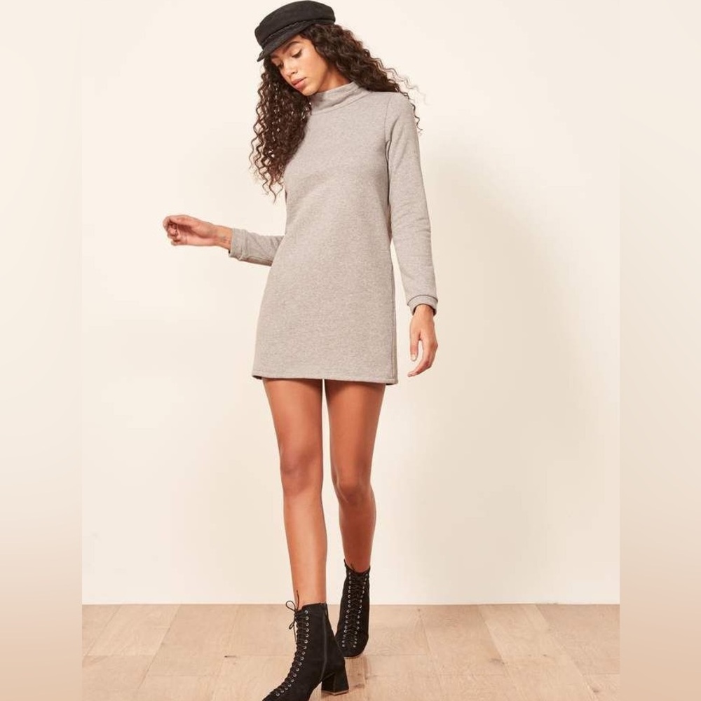 Reformation‎ Cory Sweater Dress Grey Womens Size Small Sustainable Mock Neck S